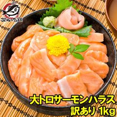 訳ありサーモン大トロハラス切り落とし1kg 生食用スライス 500g×2 わけあり 訳アリ アトランティックサーモン サーモンハラス トロサーモン 鮭ハラス 鮭 刺身 業務用 築地市場 豊洲市場 料理