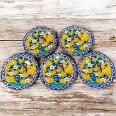 初出し品　小皿　第壱陶器　九谷焼　色絵花鳥　5客揃え　未使用品　食器　小皿　和食器　骨董　アンティーク