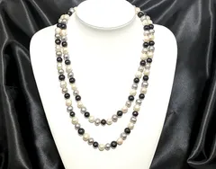 【超お買い得】照り巻き最高！人気の南洋湖水パール３色マルチロングネックレス8.5～9ｍｍ前後　１２０ｃｍ