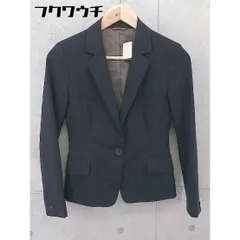 ◇ UNITED ARROWS シングル 1B ストライプ 長袖 テーラードジャケット ネイビー グレー レディース 【中古】 【1103090018357】