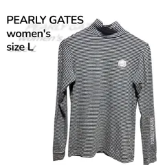 PEARLY GATES パーリーゲイツ レディース モックネック 長袖シャツ L 黒×白 ボーダー柄✨商品番号GW-L-TP-AW-0009