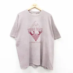 XL/古着 半袖 ビンテージ Tシャツ メンズ 90s ミッドウェイビーチ 大きいサイズ コットン クルーネック 紫系 パープル 25may19 中古