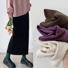 ロングスカート レディース マキシ丈 コーデュロイ 防寒 暖か ロング丈 スカート ウエストゴム ボトムス 無地 体型カバー おしゃれ カジュアル 可愛い 通勤 通学 ファッション 秋 冬 qingy85