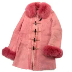 定価20万円●SOV. ソブ ブルーフォックス ファー付き ムートン コート ロング 羊革 レディース Sサイズ Mサイズ ピンク DOUBLE STANDARD