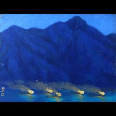 油絵 蒼の静寂（摩周ブルー）洋画家 池畠 史幸 新作真筆画 - メルカリ