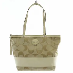 コーチ COACH ハンドバッグ シグネチャー キャンバス レザー 切替 ベージュ 白 ホワイト F17433 /BB