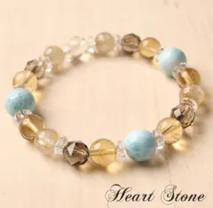 ヒーリング効果◎ラリマー×ルチルクォーツ×シトリン パワーストーンブレスレット