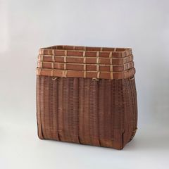 【送料無料】　竹製　魚籠　びく　合切箱　民藝　ディスプレイ　撮影小物　小道具　日本製　時代物　年代物　アンティーク　古道具