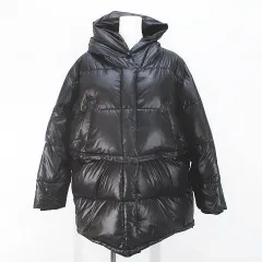 ハレ HARE 2WAY 中綿 ジャケット コート F 黒系 ブラック ジップアップ スナップボタン フード ポケットのサムネイル