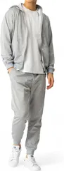 BENQUE(ベンケ) 肌触りが心地良いジャージ メンズ 上下セット スポーツ 長袖 長ズボン ジム スポーツウェア トレーニングウェア ランニングウェア おしゃれ スウェット ルームウェア 部屋着(4.グレー(フード＆ファスナーあり),  M)