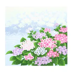 風呂敷 日本製 50cm幅 中巾 夏 あじさい 紫陽花 花 葉っぱ 涼しい 爽やか 有職 縮小風呂敷 綿100％ お洒落 No.26-0029