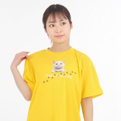 【 デイジー 】 アニマル Tシャツ (白猫) Type1 スマイル ペット かわいい ドライ ポリエステル 半袖 Cat ねこ ネコ