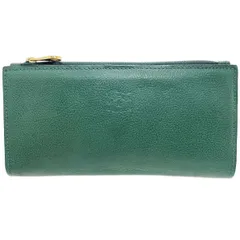 イルビゾンテ 長財布 レザー 二つ折り長財布 革 グリーン 緑 IL BISONTE ファスナー長財布 ロングウォレット ウォレット サイフ 【中古】