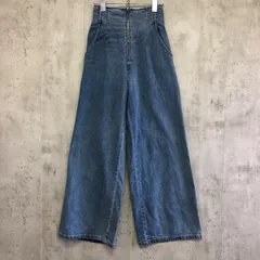 earth music&ecology　アースミュージックアンドエコロジー　ハイウエストフロントジップデニムワイドパンツ　ブルー　レディース　Sサイズ