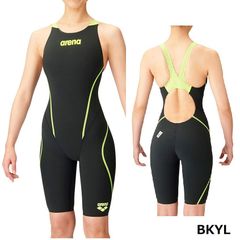 Arena ARN-1010W BKYL Aquaforce Fusion Tri Half Spats Open Back (Cross Back) [FINA Approved] [WA Approved] arena Racing Swimsuit