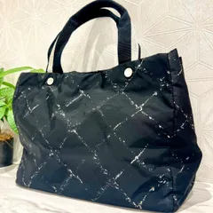 CHANELシャネル 旧トラベルライン トートMM トートバッグ ブラック