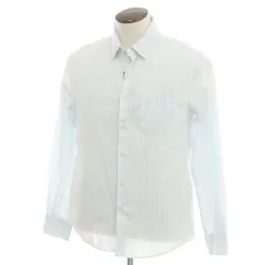 【中古】ナノユニバース nano universe リネンコットン ストライプ カジュアルシャツ ライトブルーxホワイト【サイズL】【メンズ】