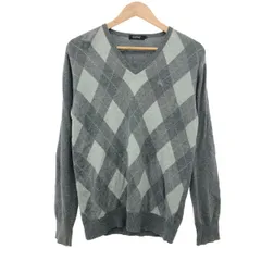 BURBERRY BLACK LABEL バーバリーブラックレーベル チェック柄 Vネック ニット サイズ:3  グレー  メンズ 　240001145851
