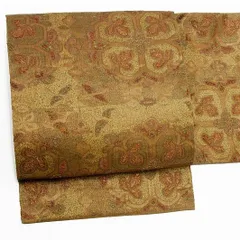 【中古】袋帯 正絹 唐織 リサイクル 金地 鳥 華文 クローバー 金糸 紗 礼装用 フォーマル 上品 お仕立て上がり 結婚式 卒業式 No.6-0566