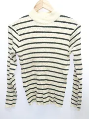 ◇ ⊇ Discoat ディスコート ボーダー 長袖 ニット セーター サイズL クリーム ブラック系 レディース E  【1411130010446】