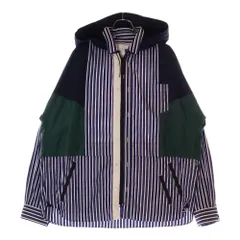Sacai (サカイ) 21AW Cotton Poplin Shirt コットン ポプリン ストライプ ジップアップ フーデッド シャツ ジャケット ブルー 21-02582Mのサムネイル