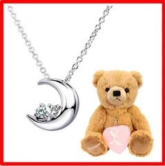 【送料無料 】11月誕生石 ブルートパーズ・ブラウンベア [シアーズ] クレセントムーン ネックレス レディース 天然ダイヤ×11月 誕生石 ブルートパーズ シ