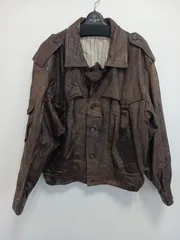 【中古ヴィンテージ品】ノーブランド　メンズ　レザーフライトジャケット　サイズL相当　ブラウンカラー