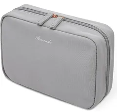 Risornda トラベル 化粧バッグ、ユニセックス トイレトリーバッグ、大容量 8 コンパートメント 防水・軽量・ポータブル 化粧品収納バッグ、ライトグレー カーキ