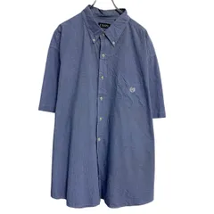 CHAPS 半袖 チェックシャツ 3XL ブルー チャップス ボタンダウン ビッグサイズ 胸ポケット カジュアル 古着卸 アメリカ仕入 a703-6637