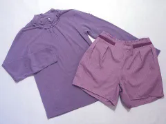 ベベ bebe アウトレット 子供服 女の子 150cm 長袖 カットソー ショート パンツ 紫 2点 秋 冬 ★3 セットアップ 冬服 ガールズ 女児 キッズ ジュニア 【中古】 ユーズド リサイクル こども