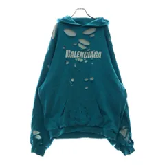 美品　BALENCIAGA ターコイズ 　スウェット　パーカー　ダメージ加工 楽天市場】BALENCIAGA 2021SS Caps Destroyed Hoodie 659403