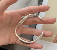 バングル ブレスレット S925 シルバー925 幾何学的な楕円