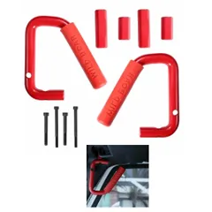 ジープ/Jeep JK ラングラー/Wrangler 2007? フロントグラブハンドル アシストグリップ 専用設計 車内/室内 補助 手すり パイプ 運転席/助手席/後部座席 ハンドル グリップ リフトアップ カスタム 2個セット ( [フロント用/レッド]