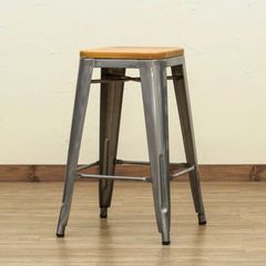 完成品　スチール　アンティーク　ヴィンテージ　木製座面　レトロ　カッコいい　ヴィンテージバースツール　スチールチェア　アイアンティーク　レトロチェア　シルバー(SV)　JH-02SV★(4.5)Mercury　ヴィンテージバースツール　SV