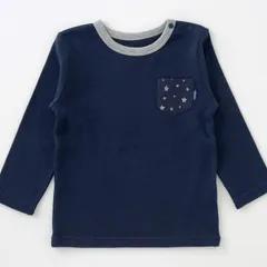 ベビー長袖Tシャツ  ネイビー　80サイズ　おしゃれなＴシャツ　長袖　普段使い　秋物　冬物
