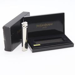 美品 イヴサンローラン ボールペン 黒 銀 ラメ 箱付き ミニ YSL 