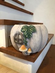 パンプキンハウスOR　ハロウィン　かぼちゃの植木鉢　キノコ　グラスファイバー植木鉢　寄せ植え　ギャザリングに♪