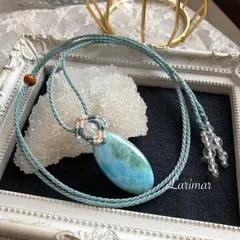 ラリマー（ブルーペクトライト） マクラメ編みネックレス・マクラメネックレス
