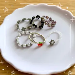 ビーズリング ハンドメイド アクセサリー シンプル お花 即購入 まとめ売り