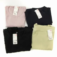 ユニクロ UNIQLO タグ付き 4点セット オーバーサイズハイネックT シャーリングT リブクロップドT リブスカート M-XL 紺 ネイビー 黒 ブラック ピンク ベージュ /FT