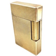 S.TDupont デュポン ローラー式 ガスライター ゴールド スクエア 付属品あり 火花確認済み【PF-119】