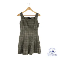 ☆美品☆ ROPE ロペ ワンピース ミニ丈 オーバーオール ジャンパースカート レディース グレー 格子柄 9AT キュプラ 901-8442 送料無料 古着