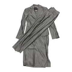 DD119 EMPORIO ARMANI エンポリオアルマーニ スーツ 3点セット ジャケット パンツ スカート ストライプ グレー レディース サイズ36 Sサイズ相当