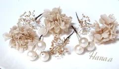 【匿名配送】 大人色  髪飾り くすみカラー ゴールド 紫陽花 かすみ草 ドライフラワー プリザーブドフラワー コットンパール ヘッドドレス ヘッドパーツ 花かんざし  結婚式 成人式 前撮り お呼ばれ 振袖 留袖 ウェディング フォト