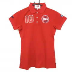 ★特価★【美品】マスターバニー 半袖ポロシャツ レッド×白 織生地 バックロゴ  レディース 1(M) ゴルフウェア MASTER BUNNY EDITION