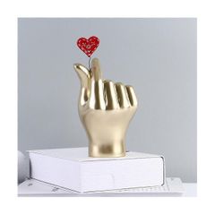愛のジェスチャー片手の彫像の金の装飾、リヴィンのための現代美術の樹脂彫刻の家のアクセント
