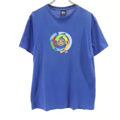 ステューシー USA製 プリント 半袖 Tシャツ M ブルー系 STUSSY メンズ 【中古】  【220512】 メール便可
