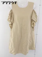 ◇ aquagirl アクアガール オープンショルダー リネン混 フリルスリーブ ミニ ワンピース サイズS ベージュ レディース  【1109130005349】のサムネイル