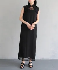 【&g'aime／アンジェム】シアーレイヤードワンピース ブラック 結婚式 二次会 パーティードレス