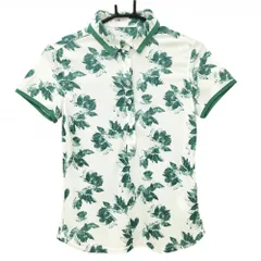 【超美品】キャロウェイ 半袖ポロシャツ 白×グリーン リーフ柄 レディース M ゴルフウェア Callaway